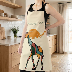 Personalized Giraffe Kitchen Name Apron