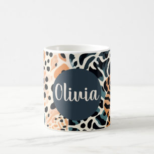 Personalized Giraffe Leopard Animal Print Coffee Mug