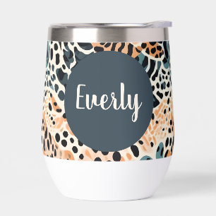 Personalized Giraffe Leopard Animal Print Thermal Wine Tumbler