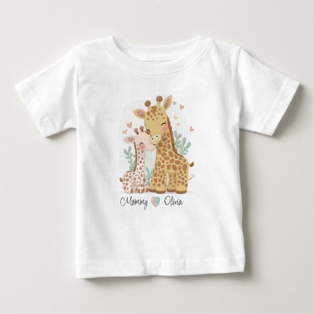 Personalized Giraffe Love Baby T-Shirt (Front)