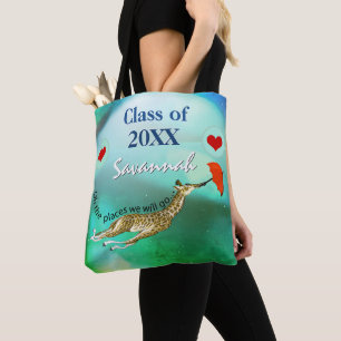 Personalized Giraffe Oh the Places We Will Go Tote Bag