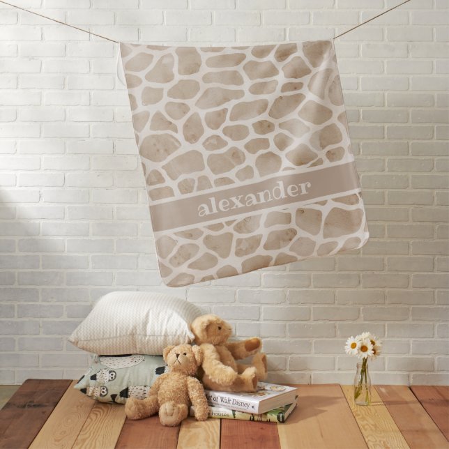 Personalized Giraffe Print  Baby Blanket (In Situ)