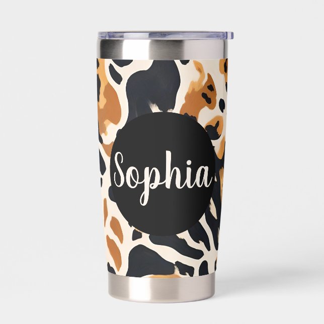 Personalized Giraffe Print Insulated Tumbler (Left)