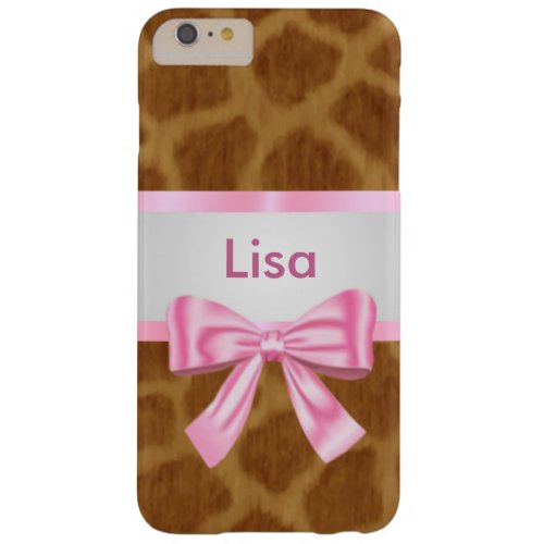 Personalized Giraffe Print Pink Bow iPhone 6 Case