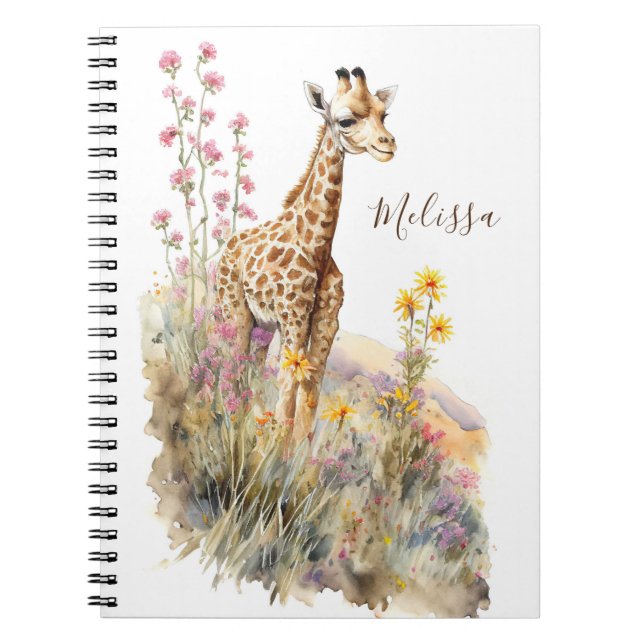 Personalized Giraffe School Office Notebook Gift (Front)