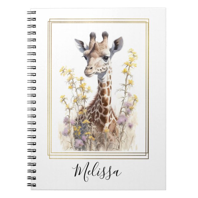 Personalized Giraffe School Office Notebook Gift (Front)
