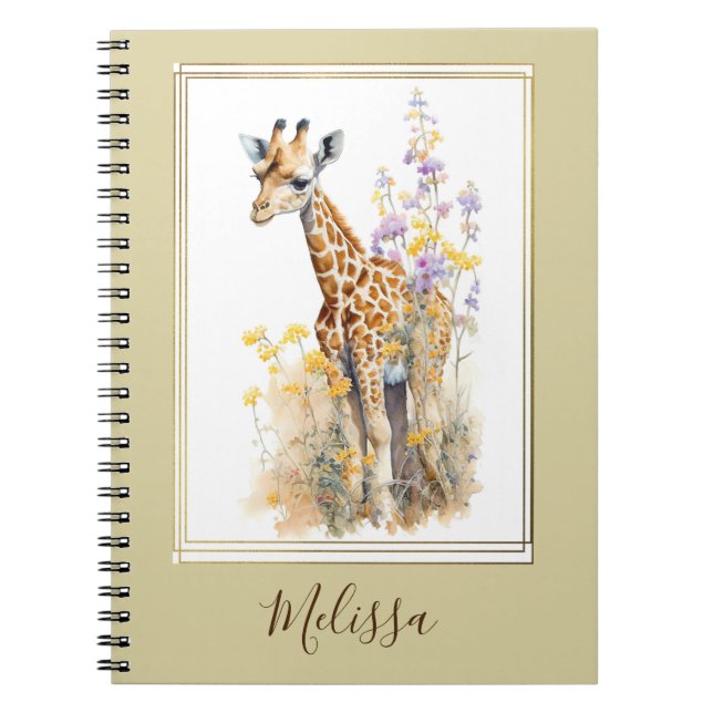 Personalized Giraffe School Office Notebook Gift (Front)