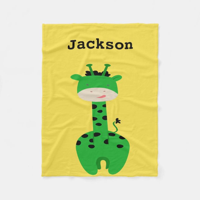 Personalized Giraffe Throw Fleece Blanket (Front)
