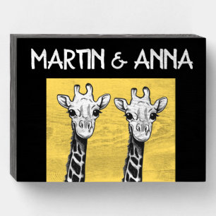 PERSONALIZED GIRAFFE WEDDING Wood Box Sign