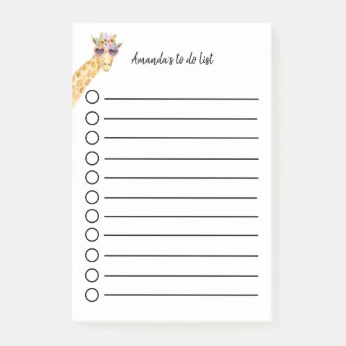 personalized giraffe with flowers sunglasses post_it notes