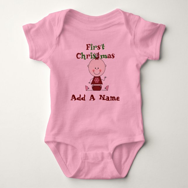 Personalized Girl 1st Christmas Bodysuit (Front)