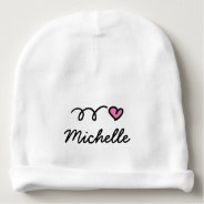 Personalized Girl Baby Hat With Cute Pink Heart at Zazzle