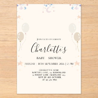 Personalized Girl Baby Shower Acrylic Invitation