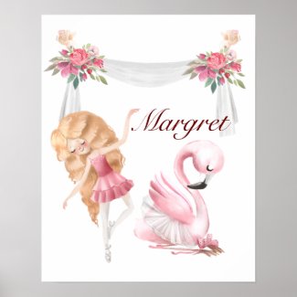 Personalized Girl Ballet Nursery  Poster