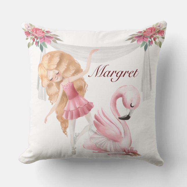 Personalized Girl Ballet  Throw Pillow (Front)