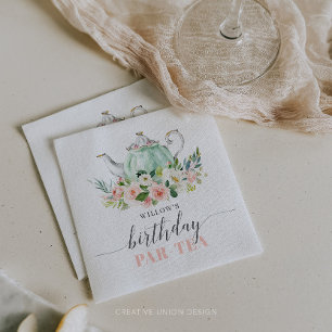 Personalized Girl Birthday Par-Tea Tea Party Napkins