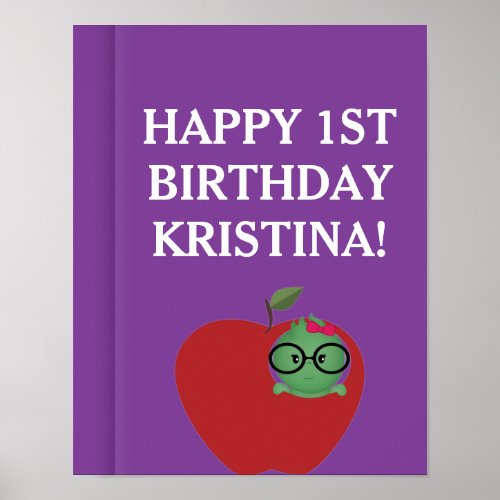 Personalized Girl Bookworm Birthday Poster