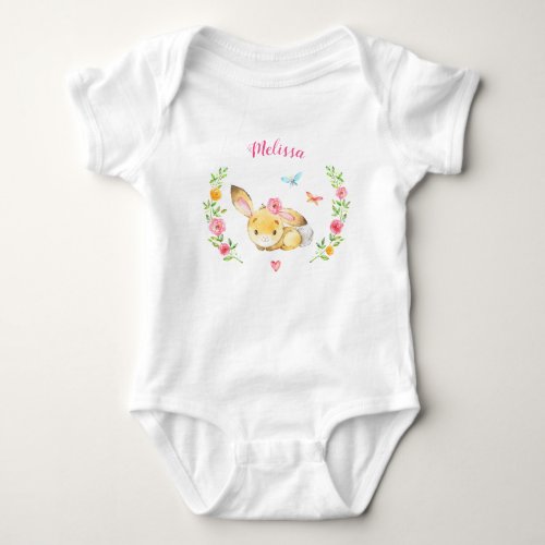 Personalized Girl Bunny Woodland Baby Shower Gift Baby Bodysuit
