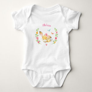 Personalized Girl Bunny Woodland Baby Shower Gift Bodysuit