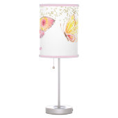 Personalized Girl Butterfly Gold Glitter Pink Table Lamp (Right)
