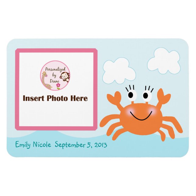 Personalized Girl Crab Photo Magnet Keepsake (Horizontal)