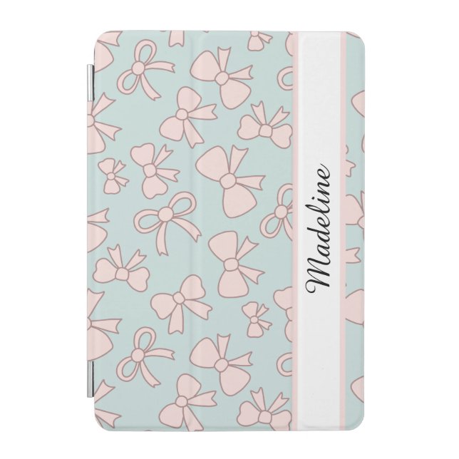 Personalized Girl Cute Bow Name Blue Pink iPad Mini Cover (Front)