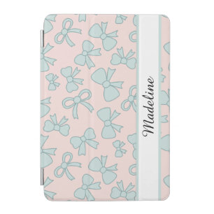 Personalized Girl Cute Bow Name Pink Blue iPad Mini Cover