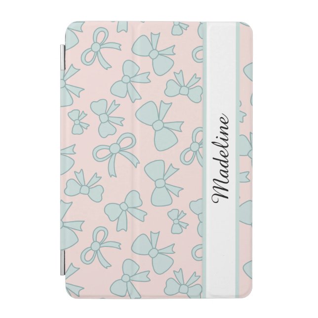 Personalized Girl Cute Bow Name Pink Blue iPad Mini Cover (Front)