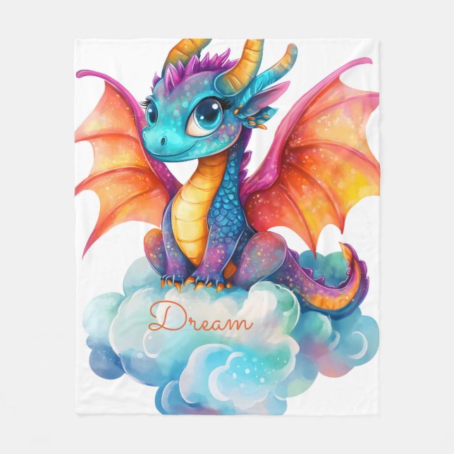 Personalized Girl Dragon Blanket: Soft Flannel Fleece Blanket (Front)