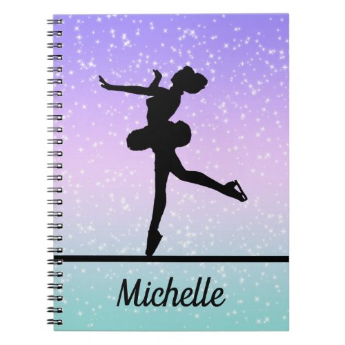 Personalized Girl Figure Skating Sparkle Notebook