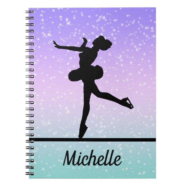 Personalized Girl Figure Skating Sparkle Notebook (Front)