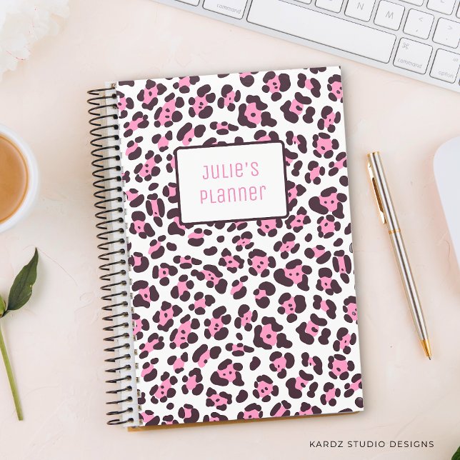 Personalized Girl Leopard Planner (Personalize this custom planner with your name.)