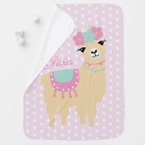 Personalized Girl Llama Blanket