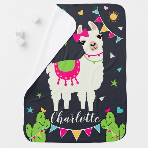 Personalized Girl Llama  Blanket