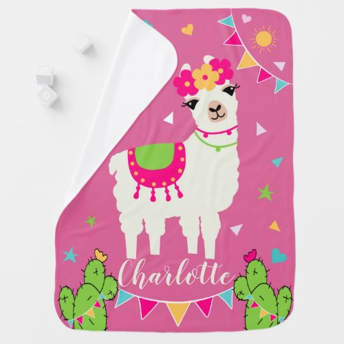 Personalized Girl Llama Blanket