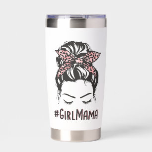Personalized Girl Mama Messy Bun Girl Mom Gifts Insulated Tumbler