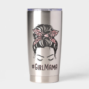 Personalized Girl Mama Messy Bun Girl Mom Gifts Insulated Tumbler