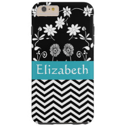 Personalized Girl Mod Daisies &amp; Chevron With Name Tough iPhone 6 Plus Case