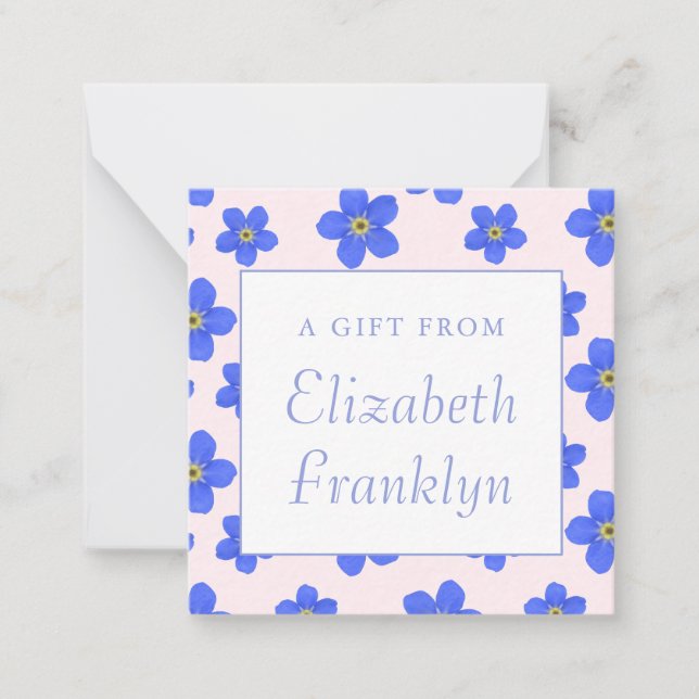 Personalized Girl Modern Floral Gift Enclosure Note Card (Front)