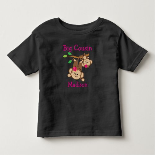 Personalized Girl Monkeys Big Cousin Toddler T_shirt