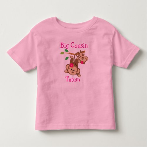 Personalized Girl Monkeys Big Cousin Toddler T_shirt