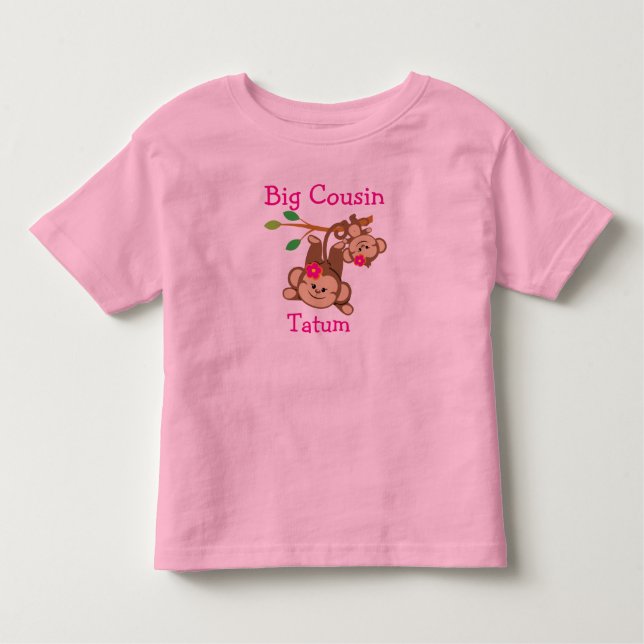 Personalized Girl Monkeys Big Cousin Toddler T-shirt (Front)