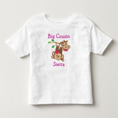 Personalized Girl Monkeys Big Cousin Toddler T_shirt