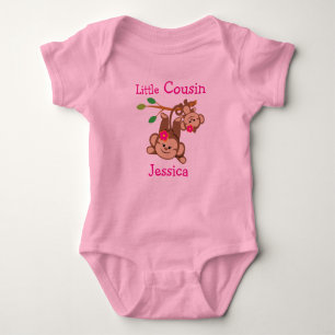 Personalized Girl Monkeys Little Cousin Baby Bodysuit