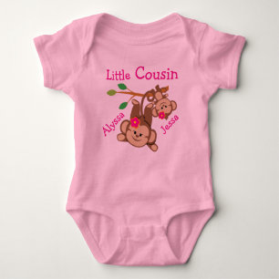 Personalized Girl Monkeys Little Cousin Baby Bodysuit