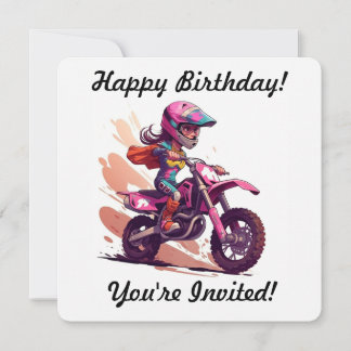 Personalized Girl Motocross Invitation