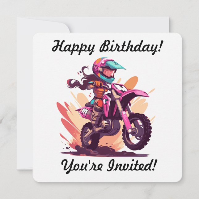Personalized Girl Motocross Invitation (Front)