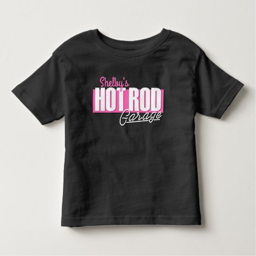Personalized Girl NAME Hot Rod Garage Custom Toddler T_shirt