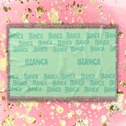 Personalized Girl Name in Green  Throw Blanket