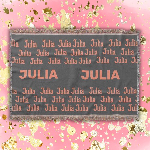 Personalized Girl Name in Salmon   Throw Blanket
